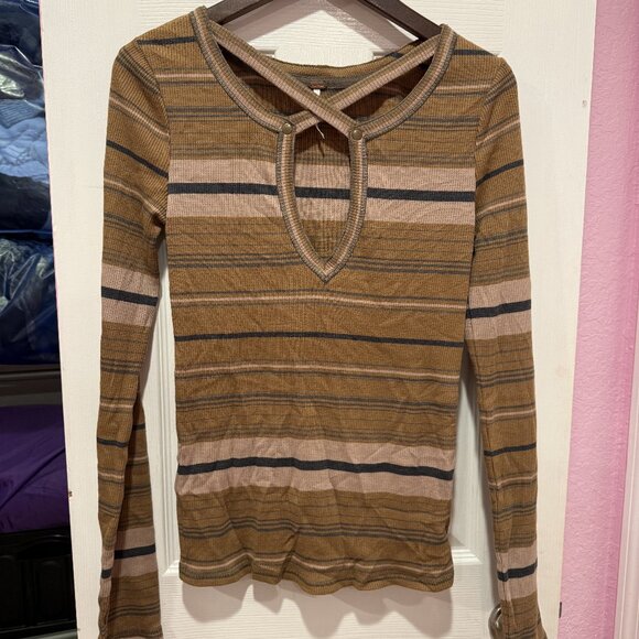 Free People Hayley Striped Long Sleeve Top Medium - Picture 1 of 2